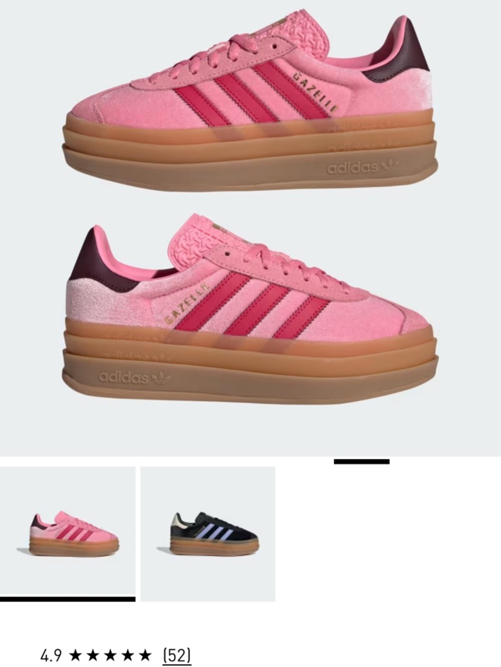 adidas big kids Pink Suede Platform Sneakers with Gum Sole